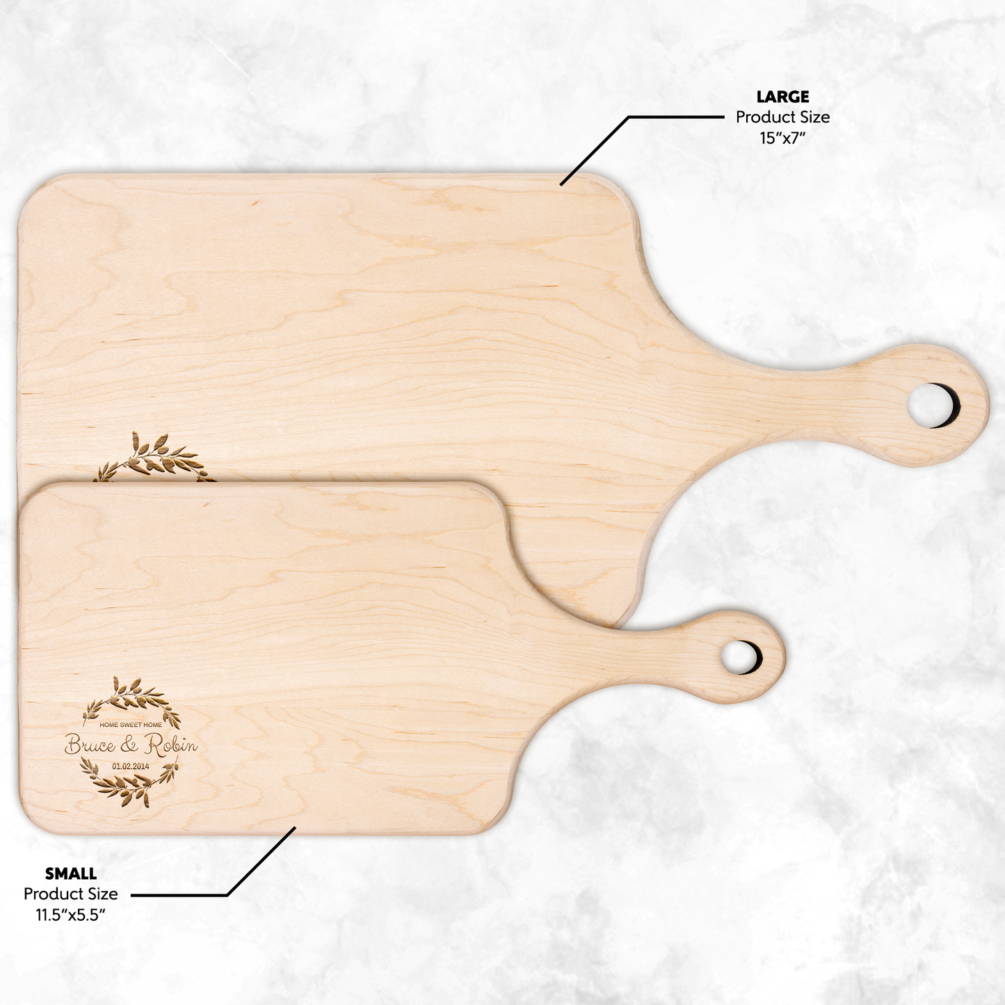 Couples Name Hardwood Paddle Cutting Board