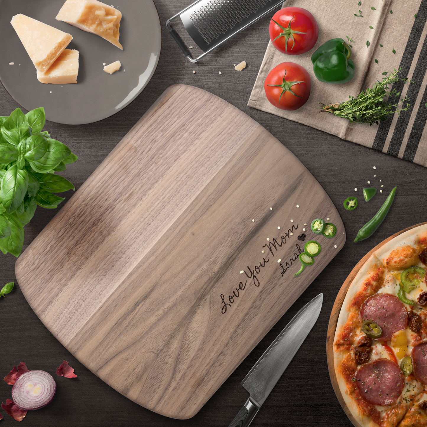 Love You Mom - Hardwood Oval Cutting Board