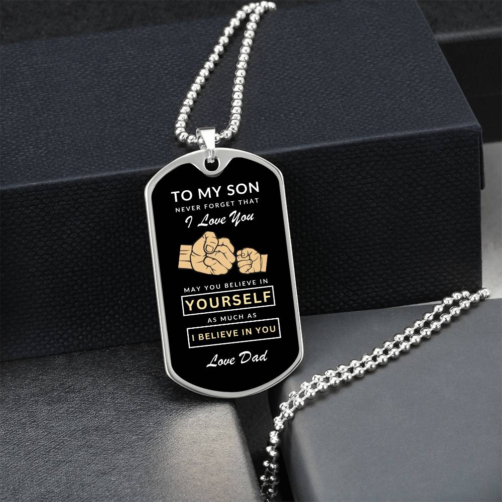 To My Son Dog Tag Necklace - Never Forget I Love You - Love Dad