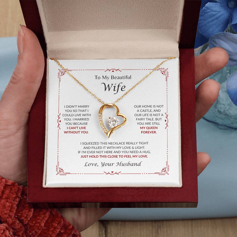To My Beautiful Wife | I Can't Live Without You - Forever Love Necklace