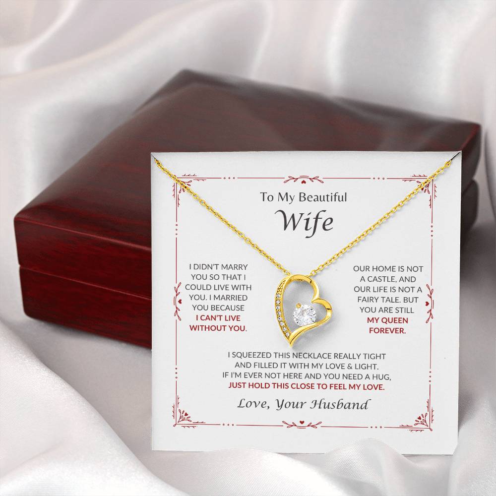 To My Beautiful Wife | I Can't Live Without You - Forever Love Necklace