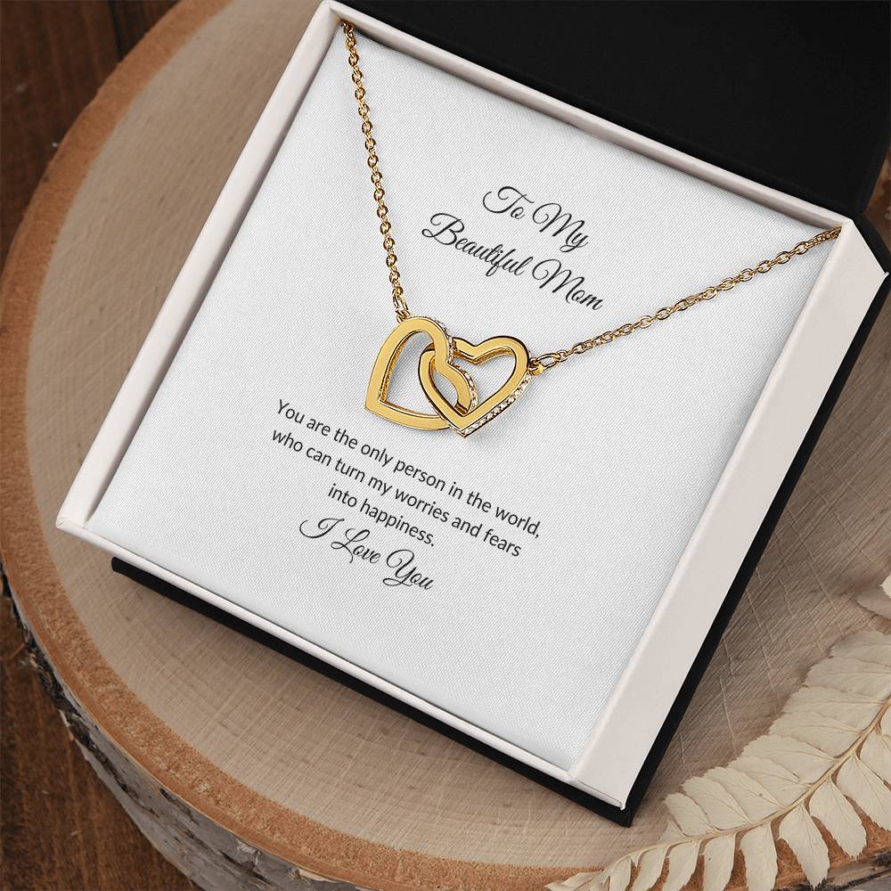 To My Beautiful Mom | Only Person in the World - Interlocking Hearts Necklace