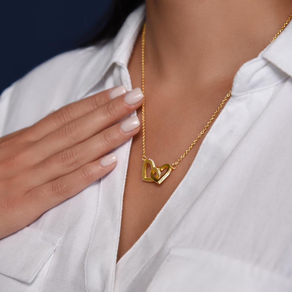 To My Unbiological Sister | We Started As Best Friends - Interlocking Hearts Necklace
