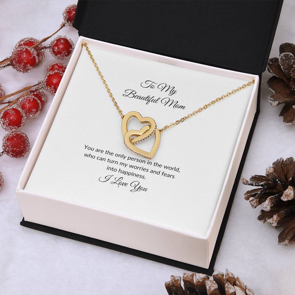 To My Beautiful Mom | Only Person in the World - Interlocking Hearts Necklace