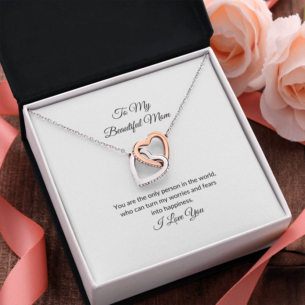 To My Beautiful Mom | Only Person in the World - Interlocking Hearts Necklace