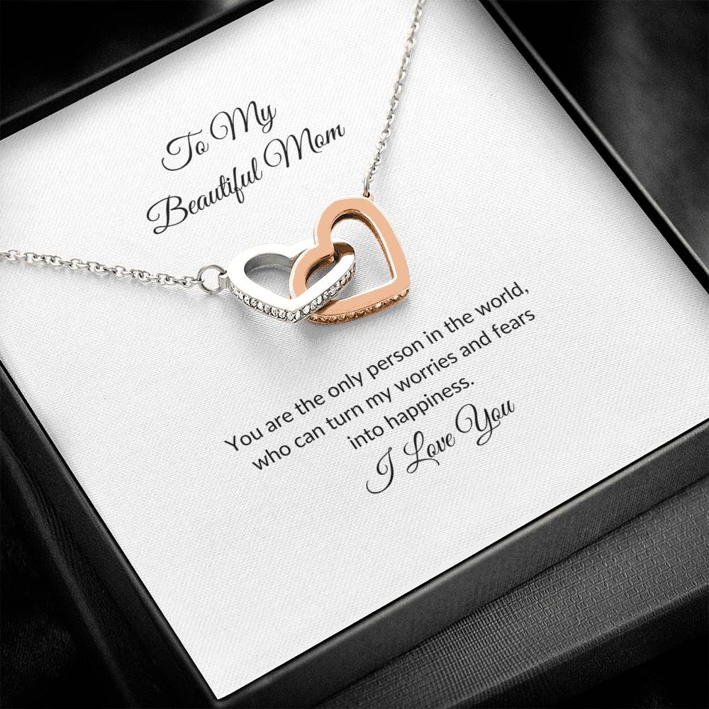 To My Beautiful Mom | Only Person in the World - Interlocking Hearts Necklace