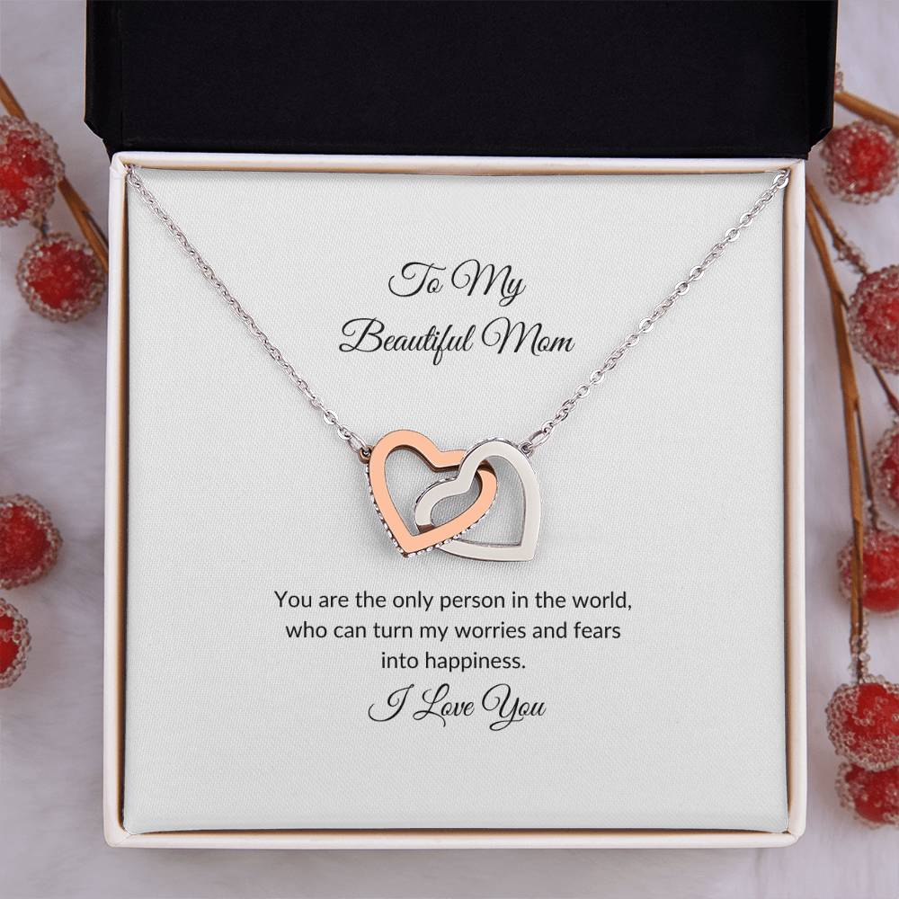 To My Beautiful Mom | Only Person in the World - Interlocking Hearts Necklace