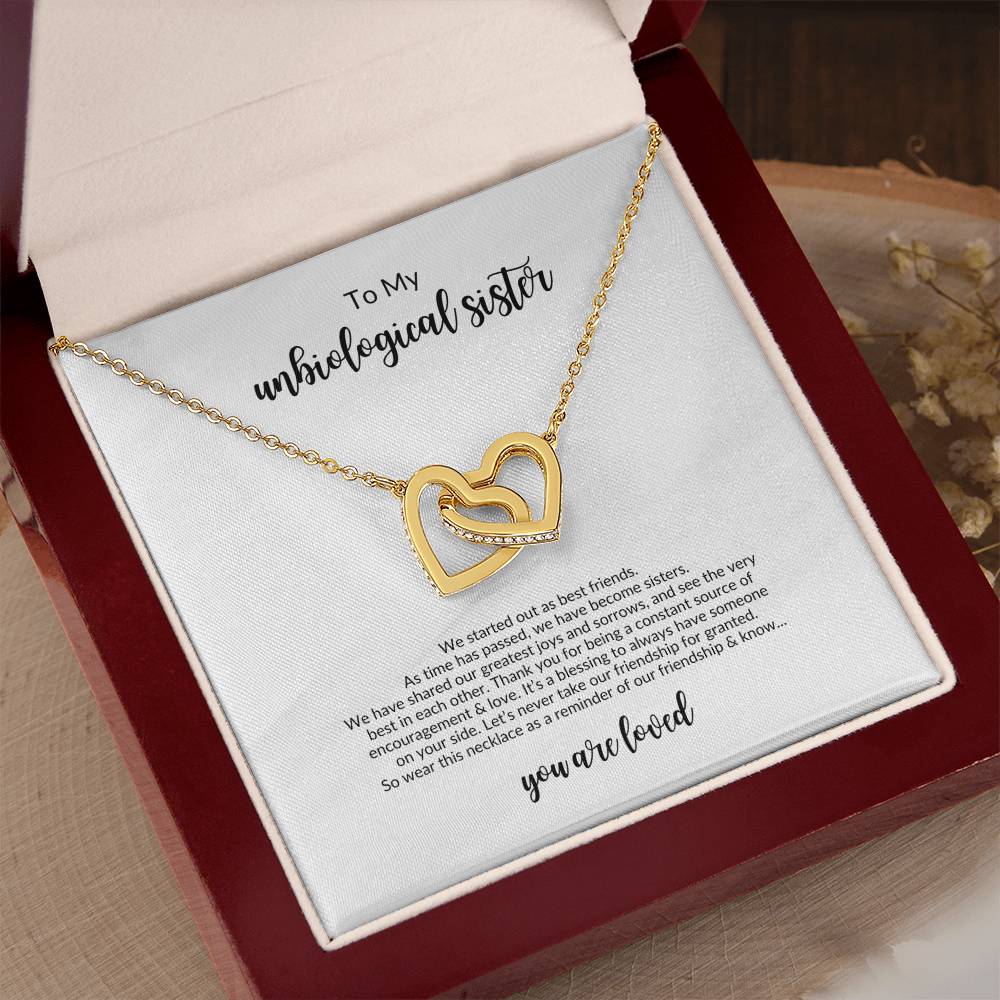 To My Unbiological Sister | We Started As Best Friends - Interlocking Hearts Necklace
