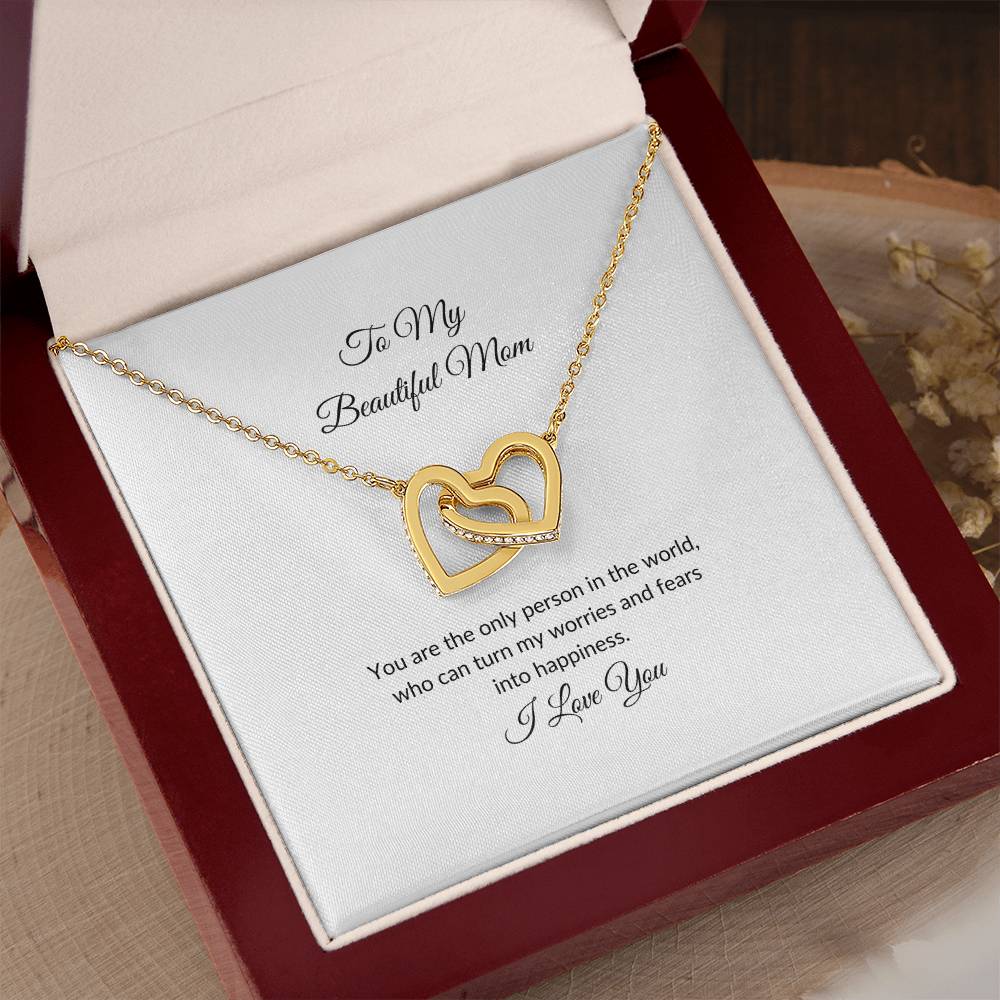 To My Beautiful Mom | Only Person in the World - Interlocking Hearts Necklace
