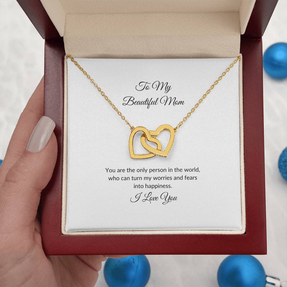 To My Beautiful Mom | Only Person in the World - Interlocking Hearts Necklace