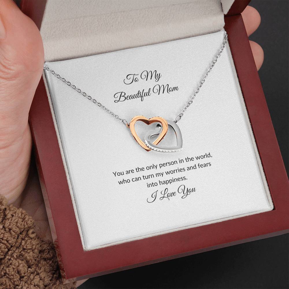 To My Beautiful Mom | Only Person in the World - Interlocking Hearts Necklace