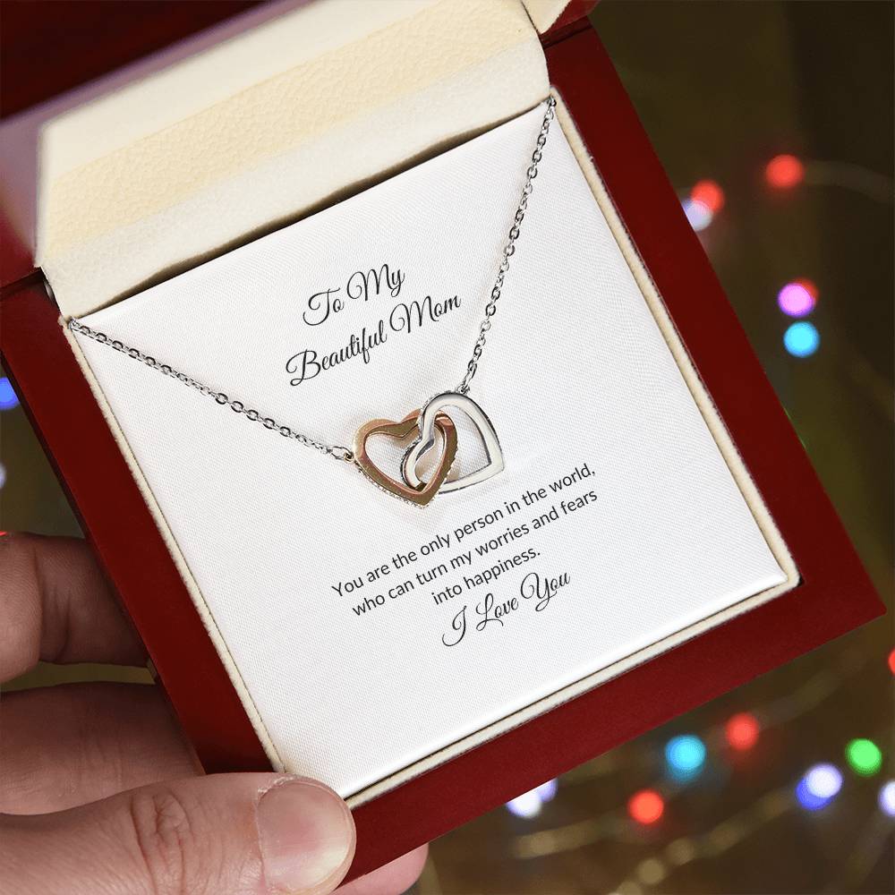To My Beautiful Mom | Only Person in the World - Interlocking Hearts Necklace
