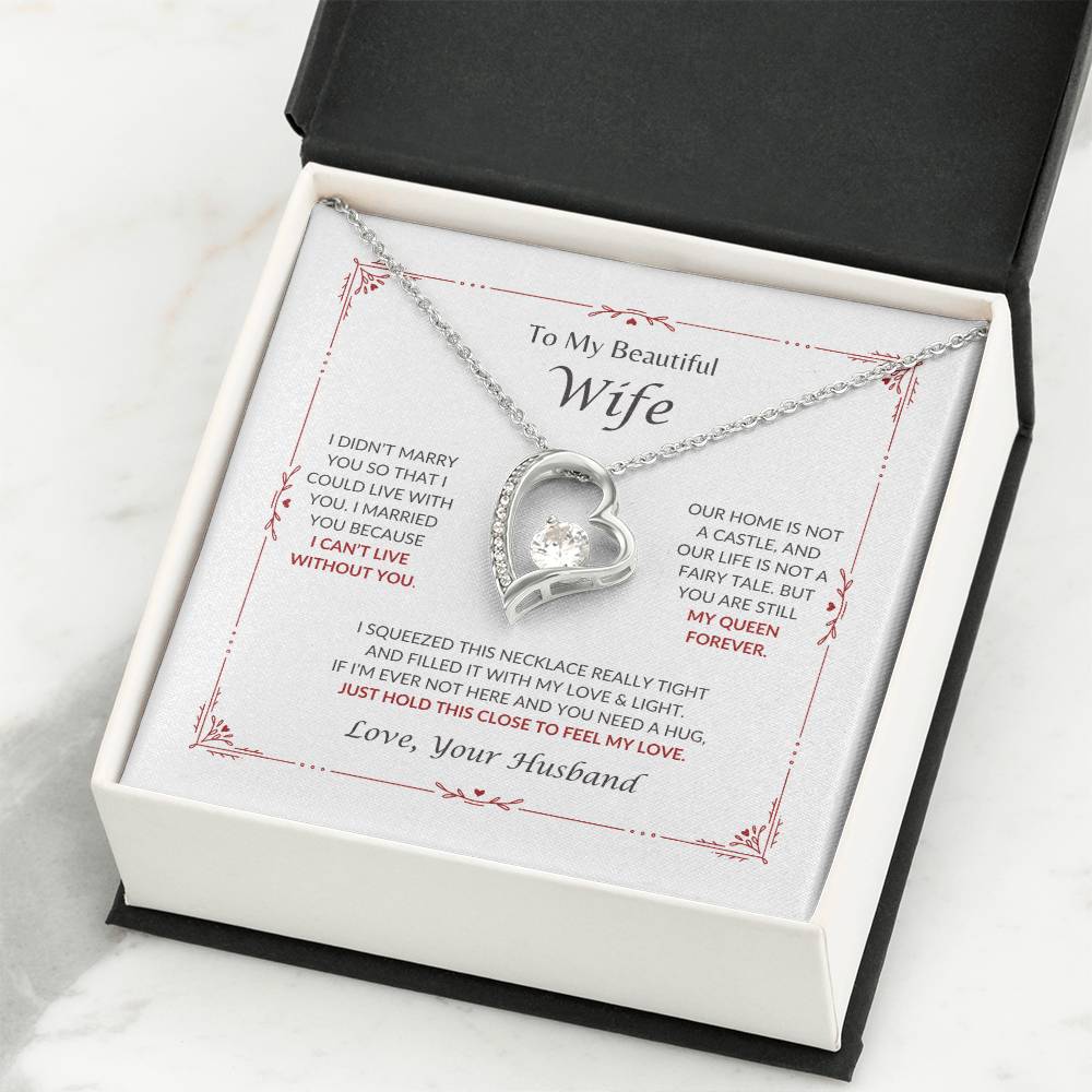 To My Beautiful Wife | I Can't Live Without You - Forever Love Necklace