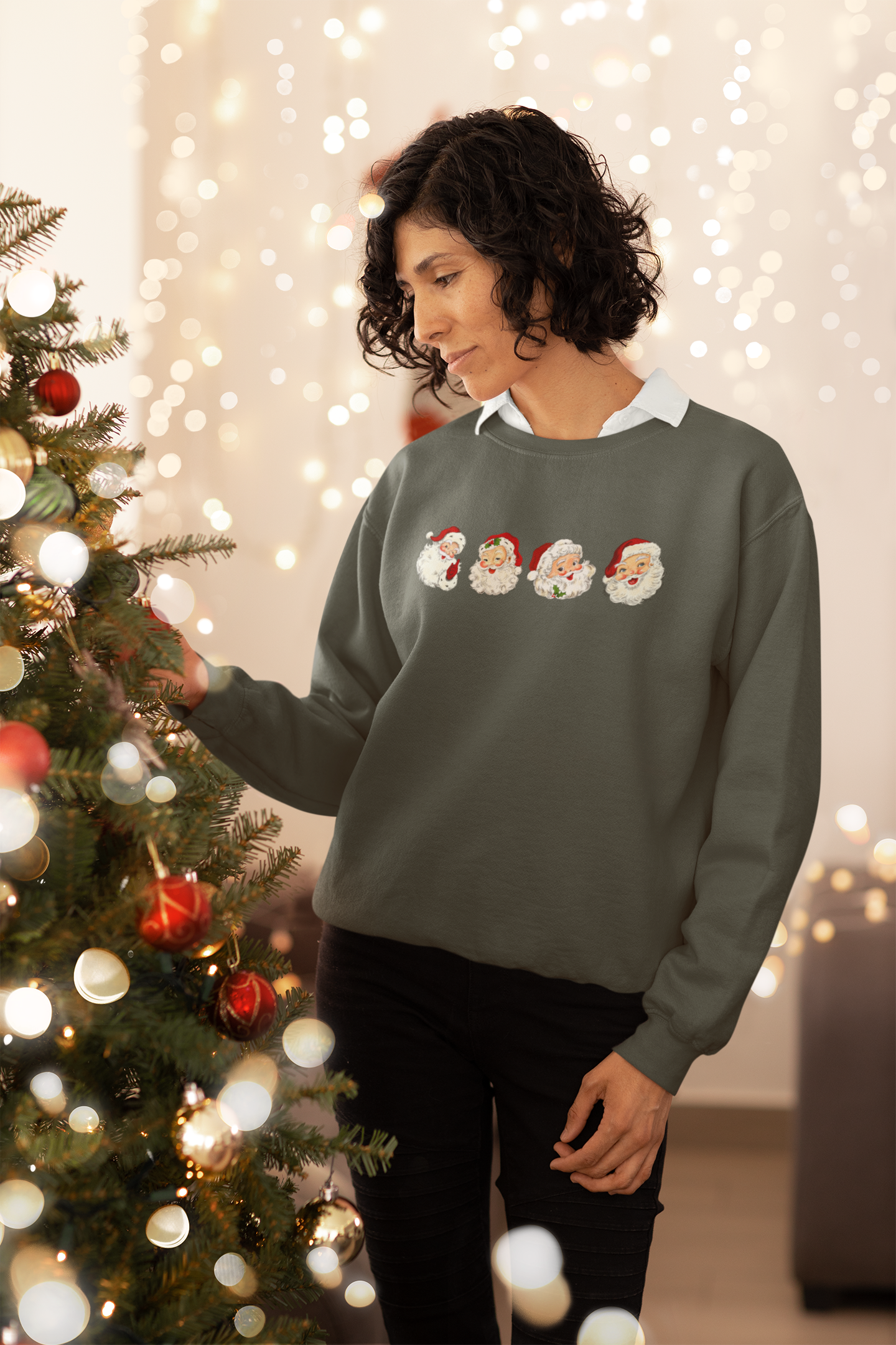 Retro Cheerful Santa | PulloverSweatshirt