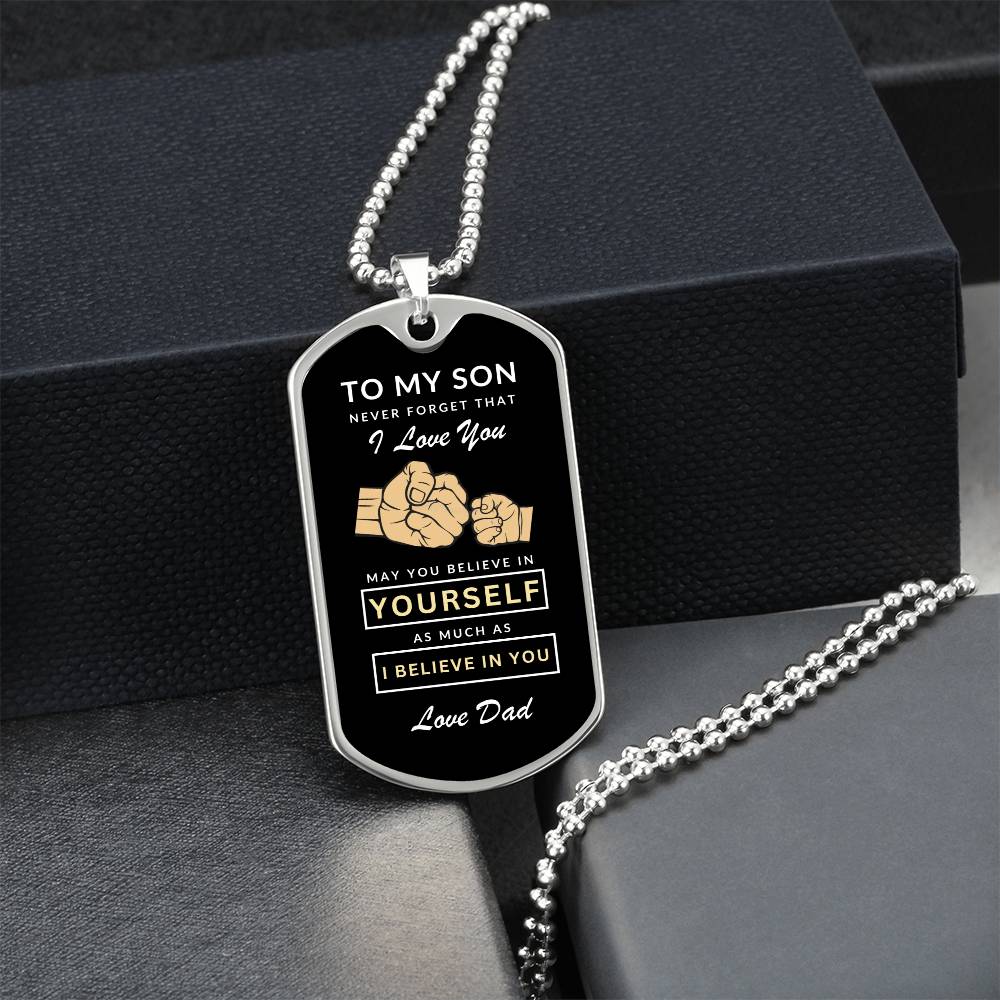 To My Son Dog Tag Necklace - Never Forget I Love You