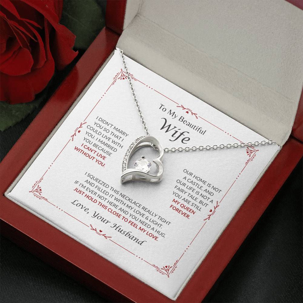 To My Beautiful Wife | I Can't Live Without You - Forever Love Necklace