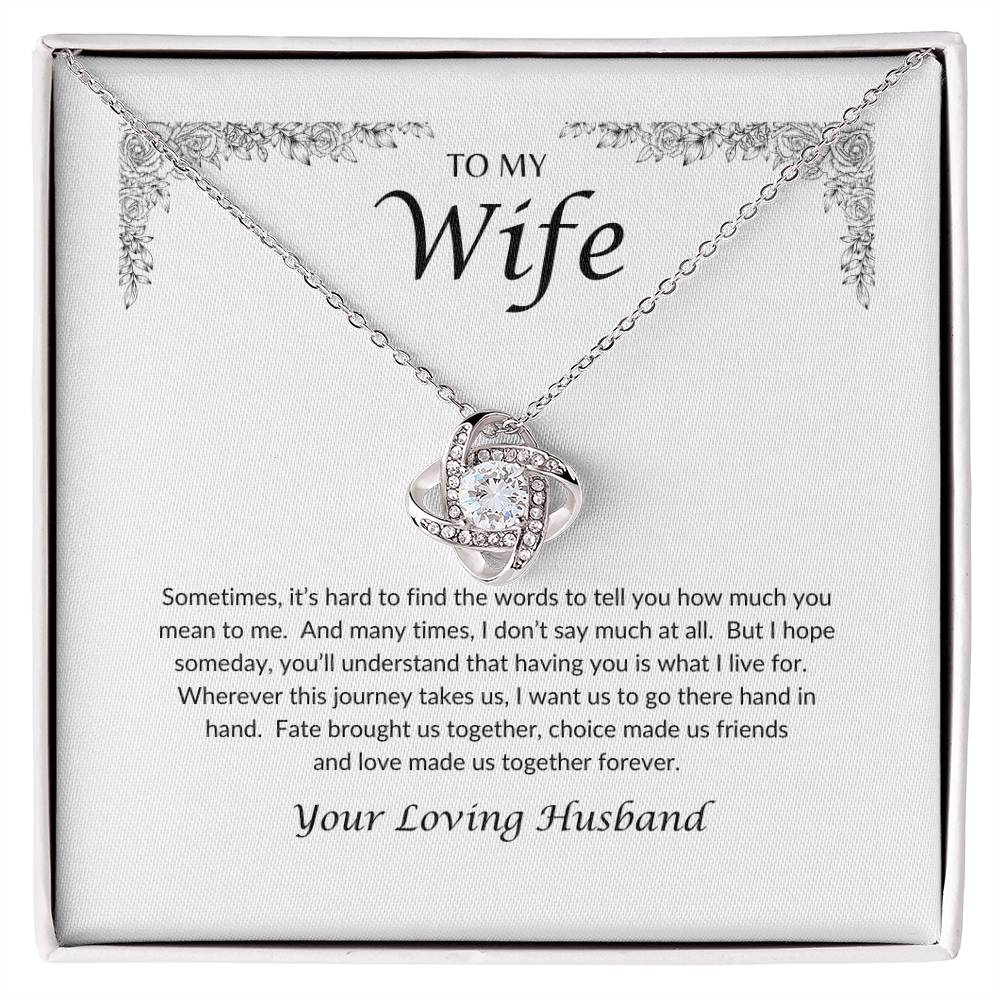 To My Wife | Hard To Find The Words - Love Knot Necklace