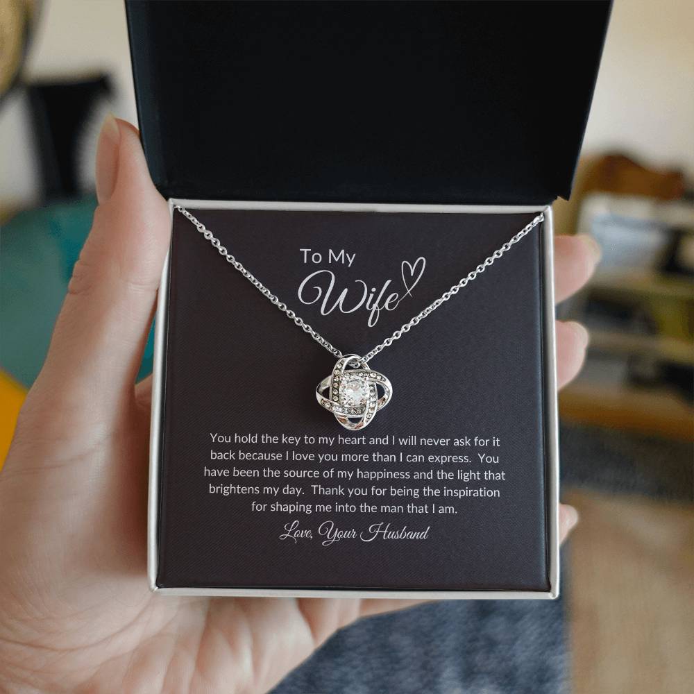 To My Wife | You Hold The Key To My Heart - Love Knot Necklace