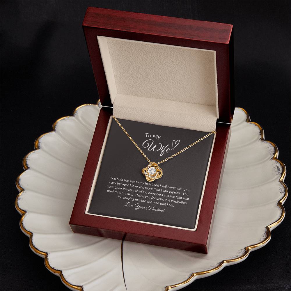 To My Wife | You Hold The Key To My Heart - Love Knot Necklace