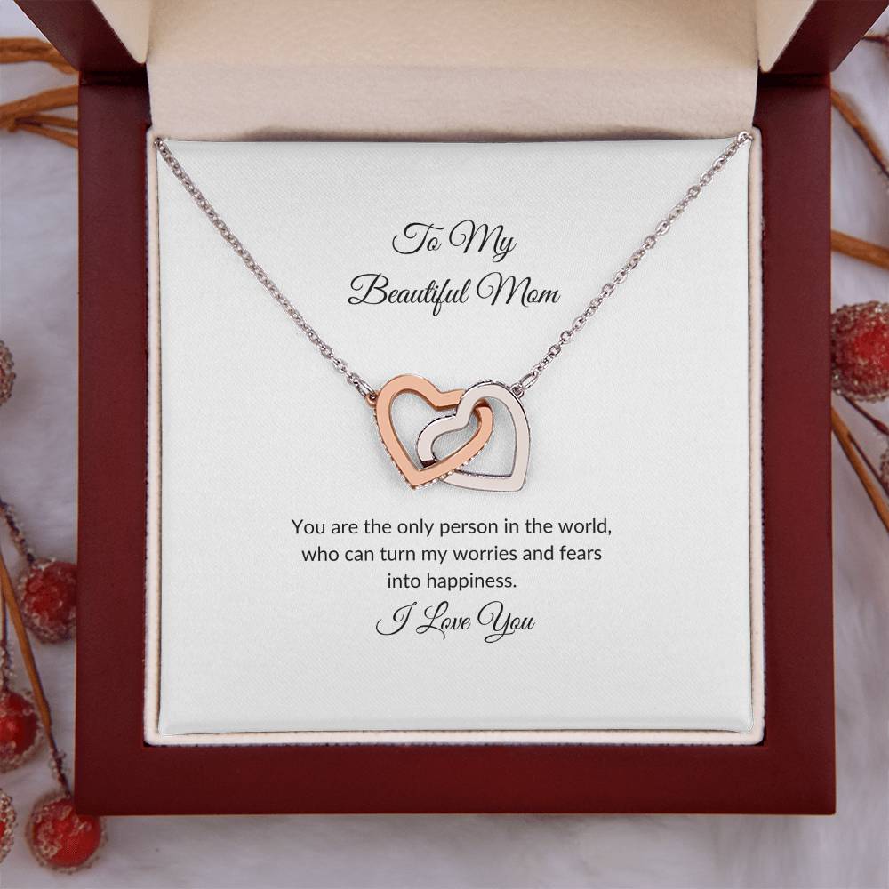 To My Beautiful Mom | Only Person in the World - Interlocking Hearts Necklace