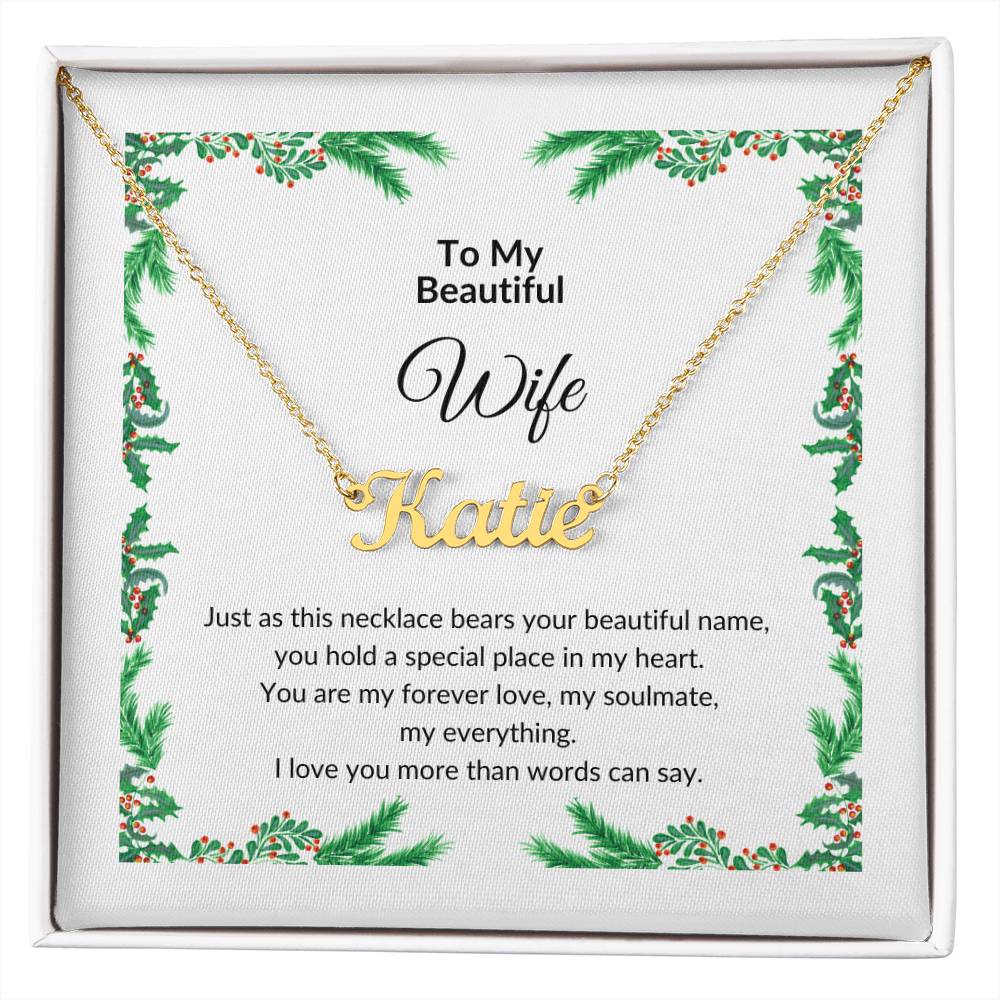 Custom Name Necklace with Message for Wife