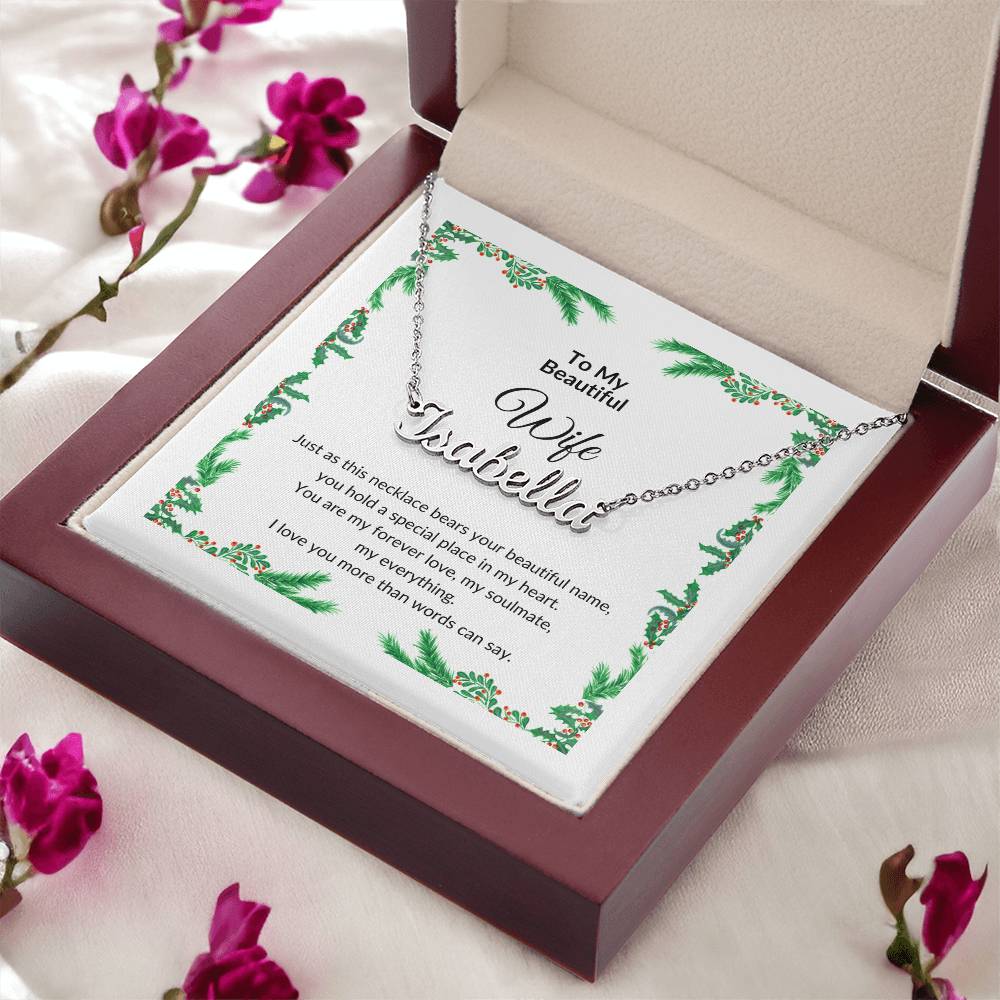 Custom Name Necklace with Message for Wife