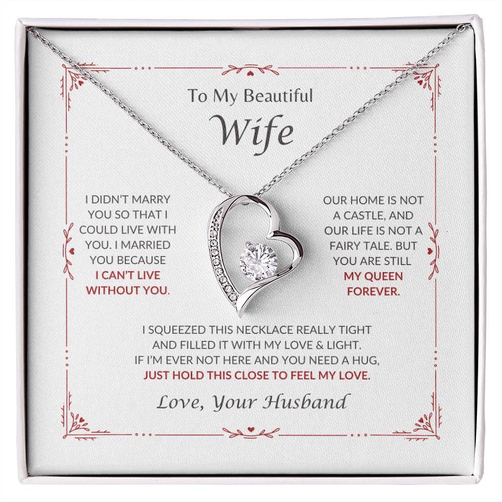 To My Beautiful Wife | I Can't Live Without You - Forever Love Necklace
