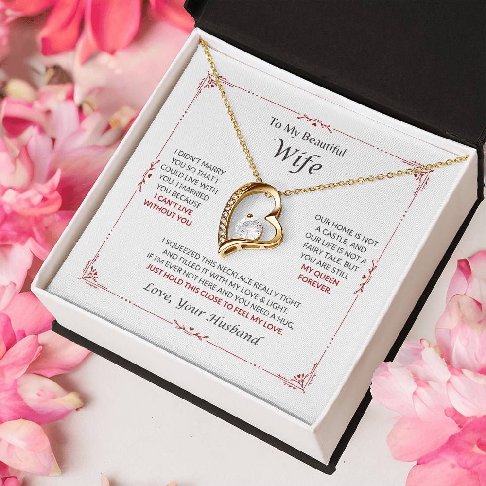 To My Beautiful Wife | I Can't Live Without You - Forever Love Necklace